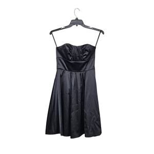 WHBM Strapless Satin Black Fit & Flare Dress Size 6 Small Black Formal Cocktail